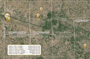 Hamilton Co, Kearny Co, & Gray Co KS 1348.23± Acres In 6 Tracts