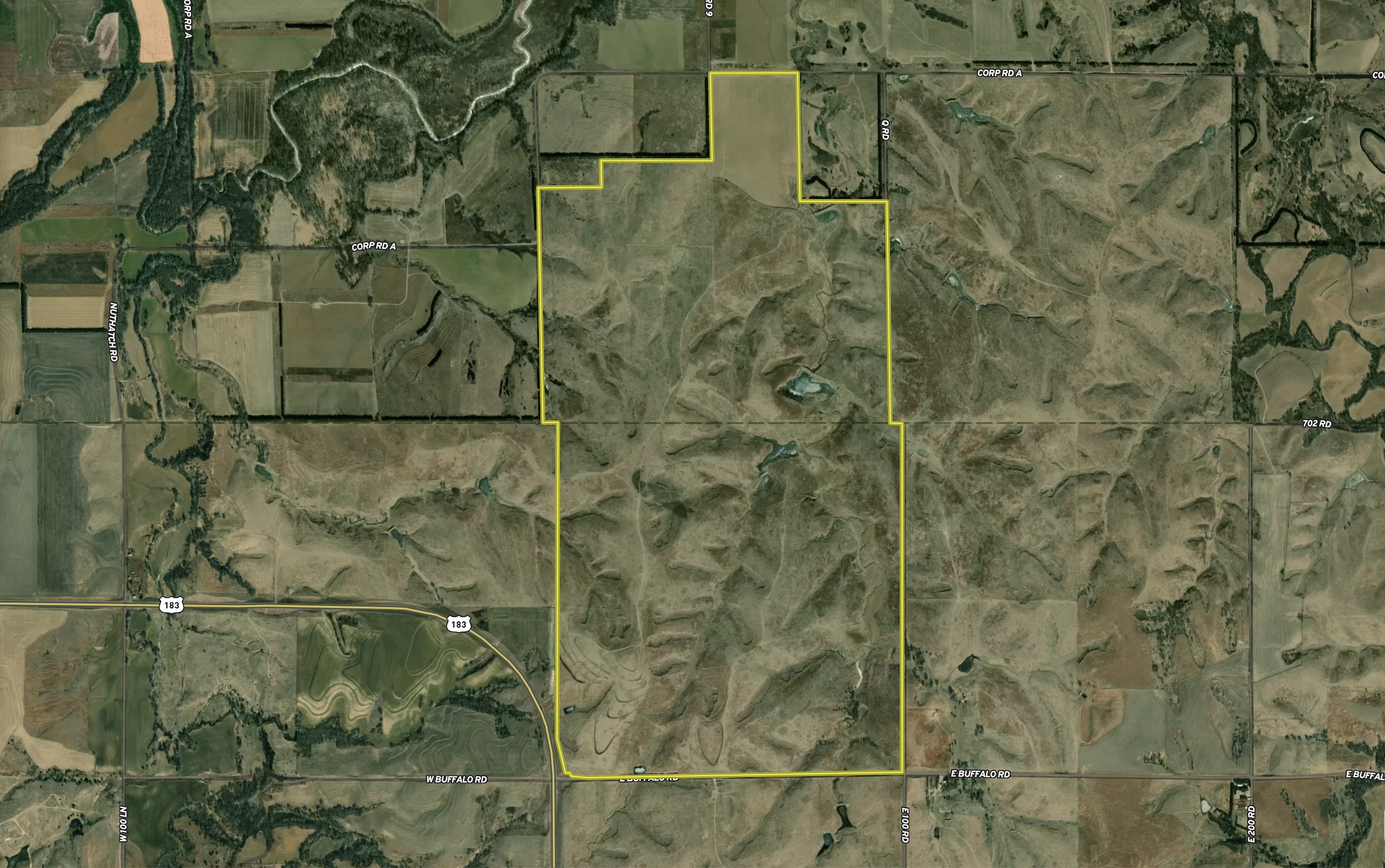 Tract 3. 641.4 +/- Acres in KS & 497.14 +/- Acres in NE